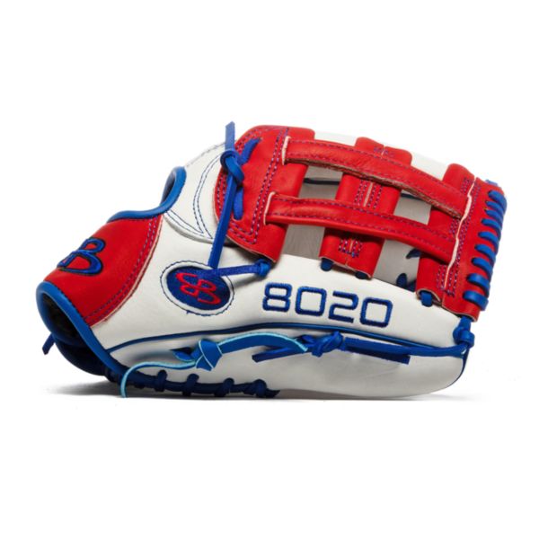 8020 Advanced Fielding Glove with B4 H-Web and Conventional Back Red/Royal Blue/White
