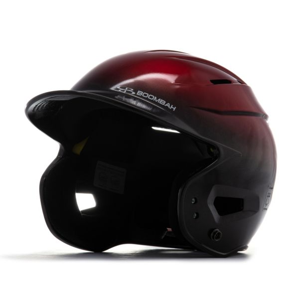 Boombah DEFCON Metallic High Gloss Fade Batting Helmet Sleek Profile Metallic Red/Metallic Black