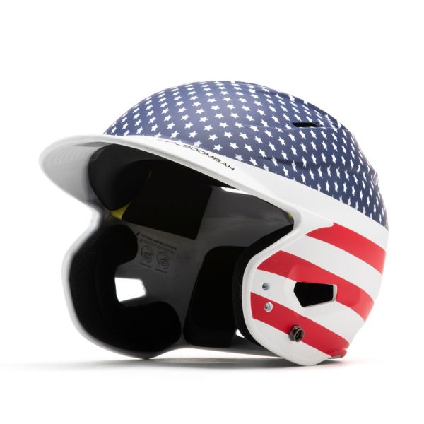 Boombah DEFCON Batting Helmet Sleek Profile Stars and Stripes Navy/White/Red