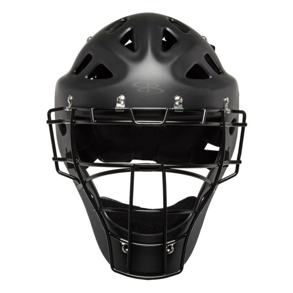 DEFCON 2.0 Rubberized Matte Hockey Style Catchers Helmet Solid Matte Out Black/Black NOCSAE