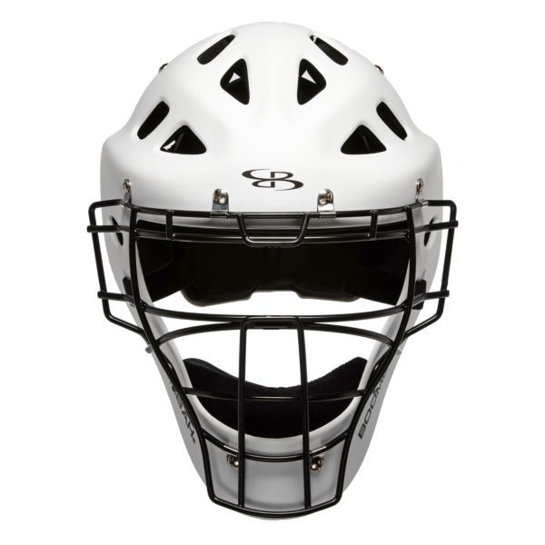 DEFCON 2.0 Rubberized Matte Hockey Style Catchers Helmet Solid Matte Out White/Black NOCSAE