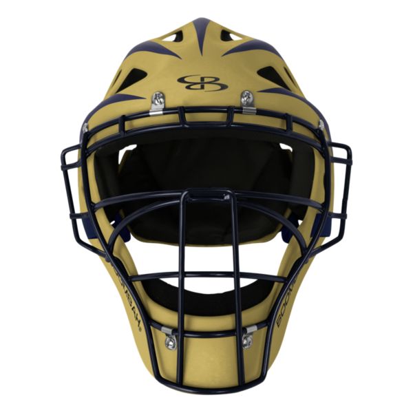 DEFCON 2.0 Rubberized Matte Hockey Style Catchers Helmet Vegas Gold/Navy NOSCAE