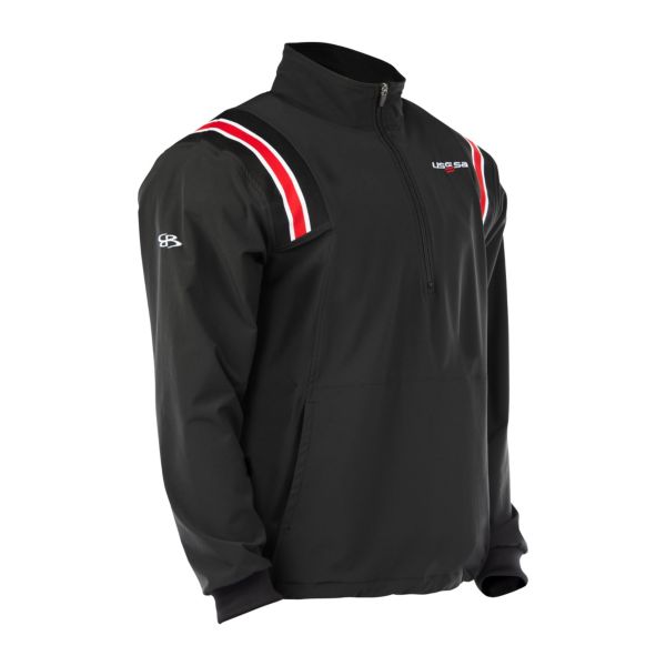 USSSA Lightweight Woven Pullover Black/Red/White