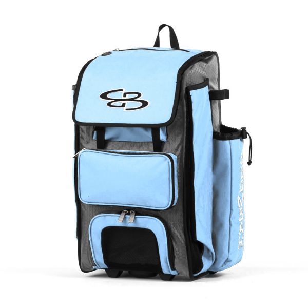 Rolling Catcher's Superpack Bat Bag Dark CharcoalColumbia Blue