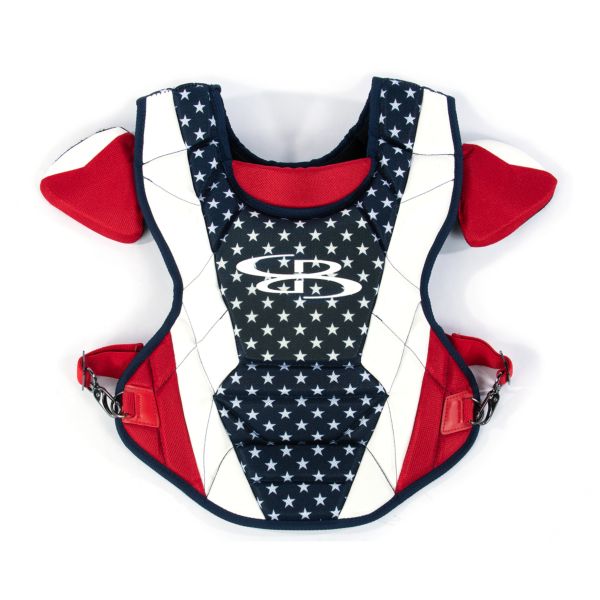 Boombah DEFCON Youth Chest Protector Commotio Cordis Flag Navy/Red/White