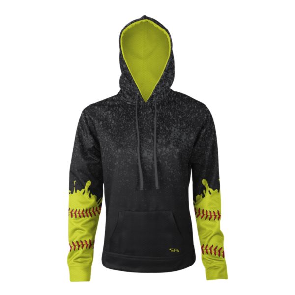 Women's Verge Softball Splash Hoodie Black/Optic Yellow