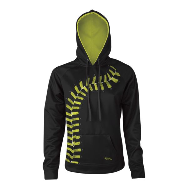 Women's Verge Softball Black Seams Hoodie Black/Optic Yellow/Charcoal