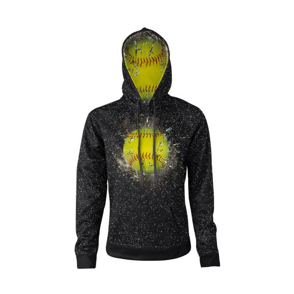 Women's Verge Softball HIghlight Hoodie Black/Optic Yellow/Red