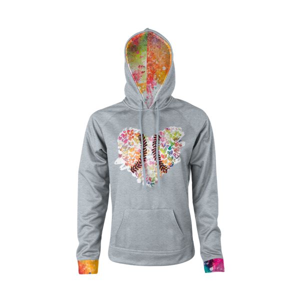 Girl's Softball Splatter Heart Verge Hoodie