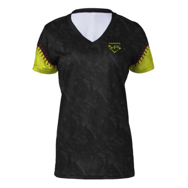 Women's Softball Stitches V-Neck T-Shirt
