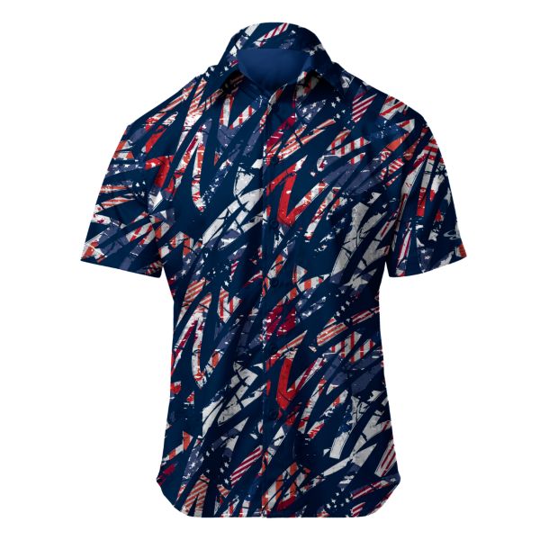 Men's USA Scratch Loose Fit Button Down Navy/Red/White