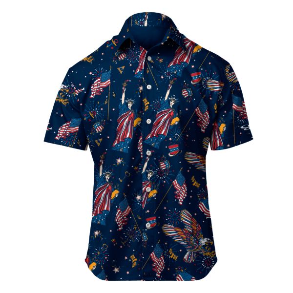 Men's USA Liberty Loose Fit Button Down Navy/Red/Azure