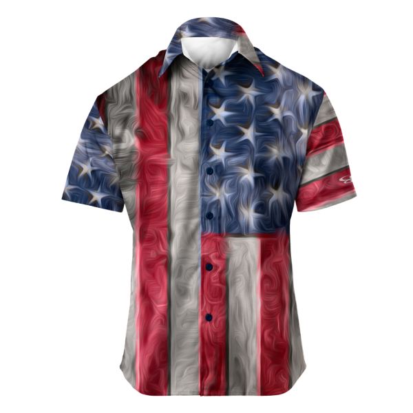 Men's USA Union Loose Fit Button Down Royal Blue/Red/White