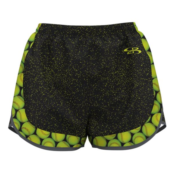 Women's Softball Game Ball Aspire Short Optic Black/Optic Yellow/Charcoal