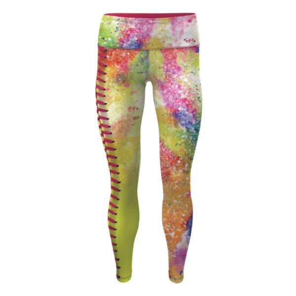 Girl's Softball Splatter Legging Multicolor