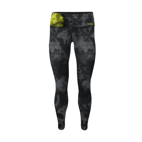 Girl's Softball Vintage 2.0 SuperLux Legging Charcoal/Optic Yellow/Black