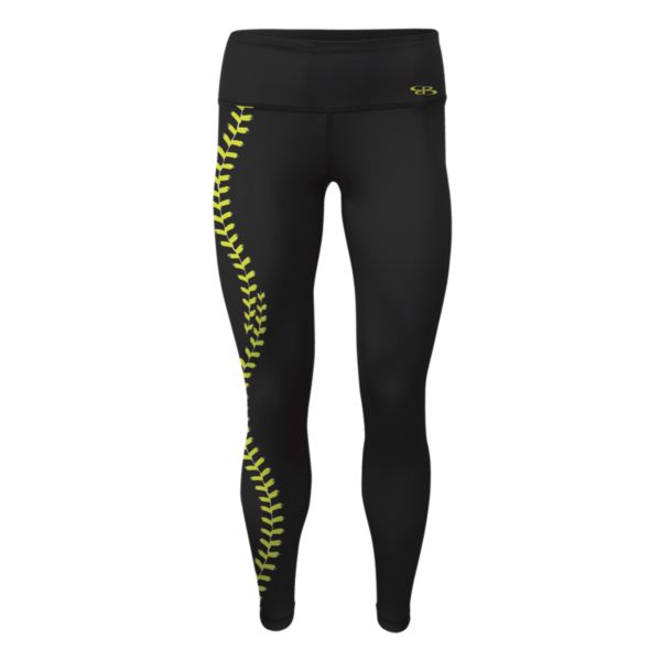 Women's Softball Black Seams Legging Black/Optic Yellow/Charcoal