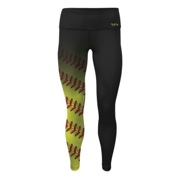 Women's Softball Seams Fade Legging Black/Optic Yellow/Red