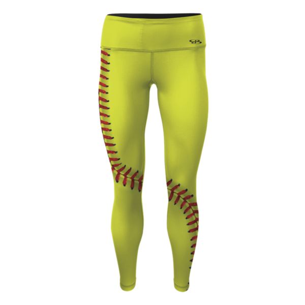 Women's Softball Seams Legging Optic Yellow/Red/Black