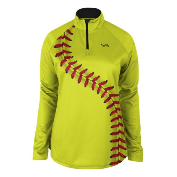 Women's Verge Softball Seams Quarterzip Optic Yellow/Red/Black