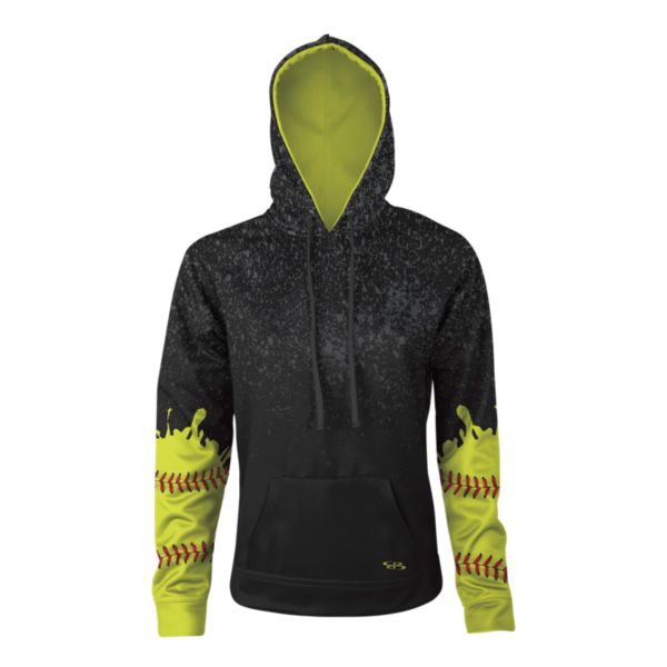 Women's Softball Splash Hoodie Black/Optic Yellow