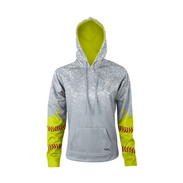 Women's Softball Splash Hoodie Gray/White/Optic Yellow