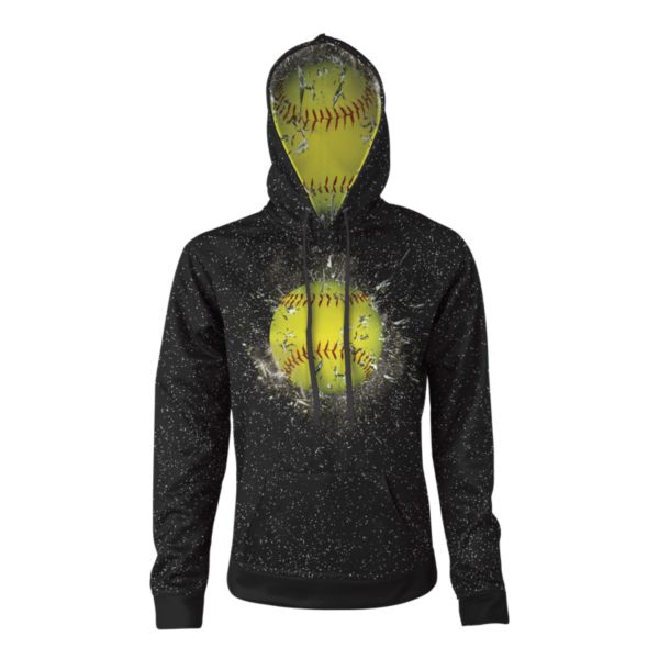 Women's Softball Highlight Hoodie Black/Optic Yellow/Red