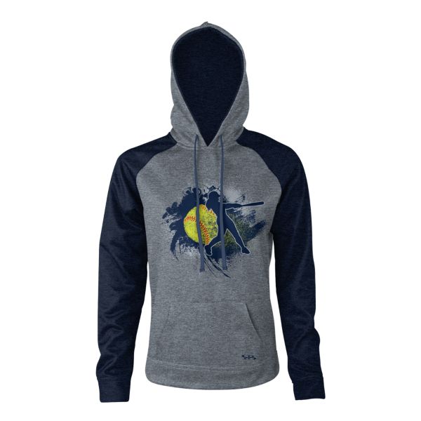 Girl's Softball Connect Fleece Hoodie Gray/Navy