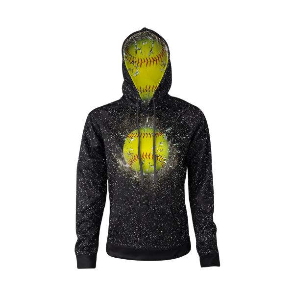 Girl's Softball Highlight Fleece Hoodie Black/Optic Yellow/Red