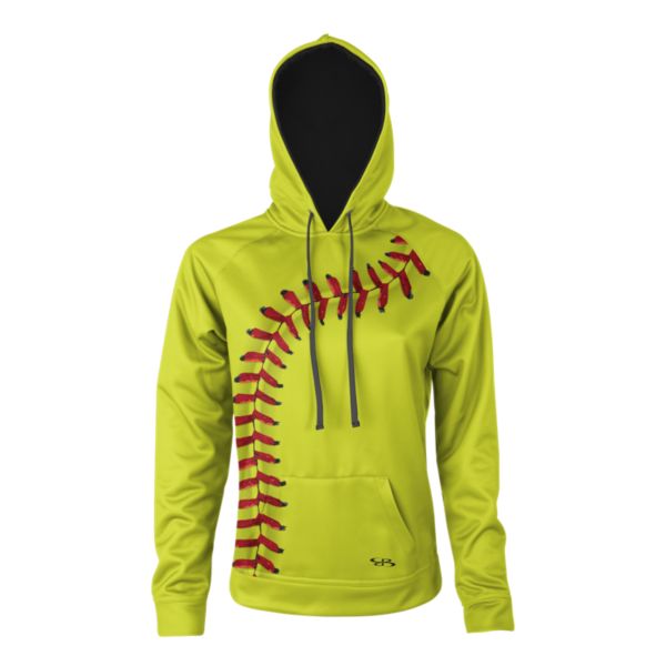 Girl's Softball Seams Fleece Hoodie Optic Yellow/Red/Black