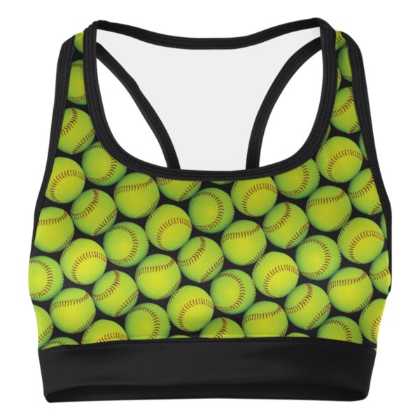 Women's Softball Game Ball Sports Bra Optic Yellow/Black