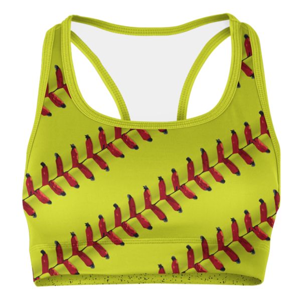 Women's Softball Seams Sports Bra Optic Yellow/Red/Black
