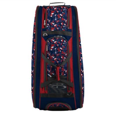 red white and blue baseball bag