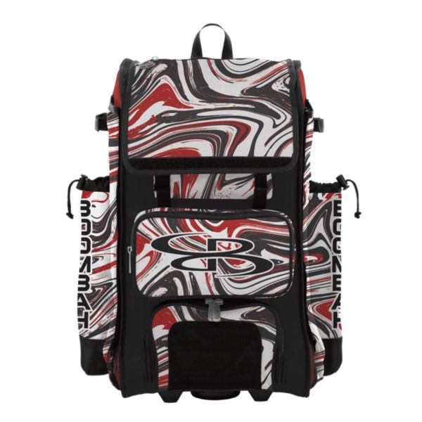 Rolling Catcher's Superpack Bat Bag Marbleized Red/Black/White