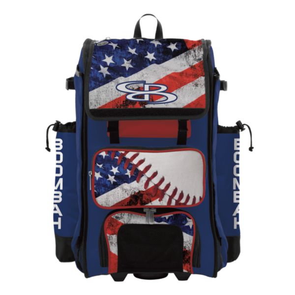 Rolling Catcher's Superpack Bat Bag USA Baseball Royal Blue/Red/White