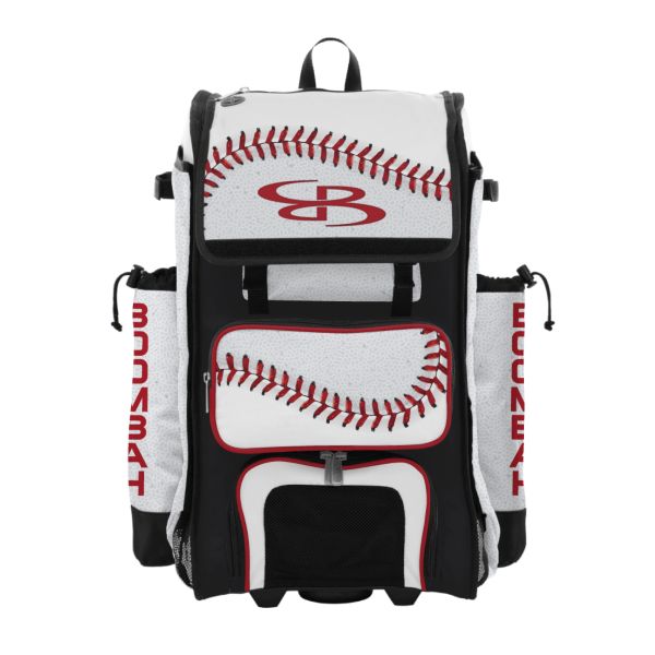 Rolling Catcher's Superpack Bat Bag Baseball 2.0 White/Red/Black