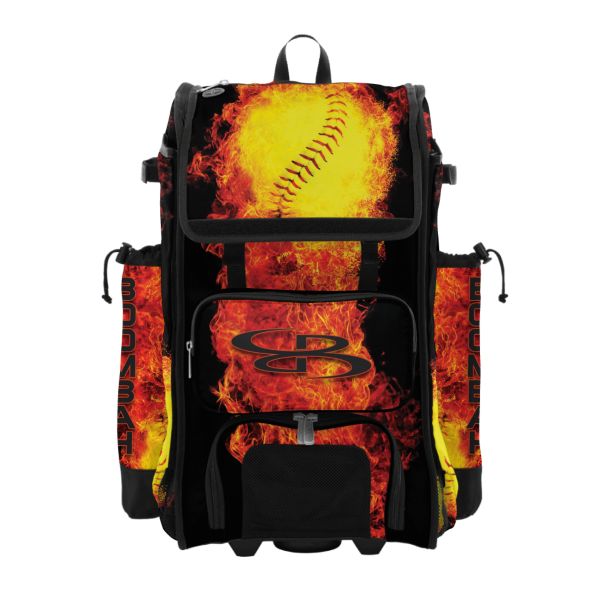 Rolling Catcher's Superpack Bat Bag Flame Thrower Black/Orange