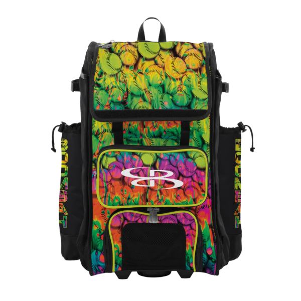 Rolling Catcher's Superpack Bat Bag Neon Ballpark Multi