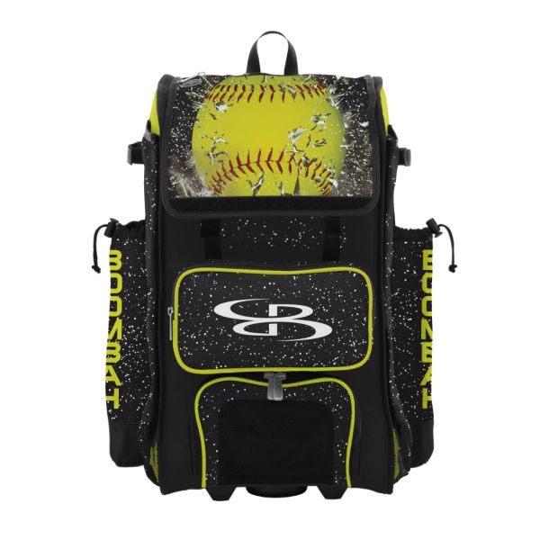 Rolling Catcher's Superpack Bat Bag Softball Highlight Black/Optic Yellow/Red
