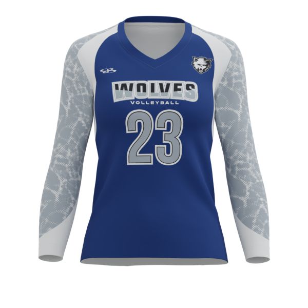 Custom Girls' Semi-Fitted Long Sleeve Volleyball Jersey