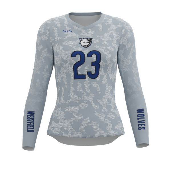 Custom Girls' Fitted Long Sleeve Volleyball Jersey