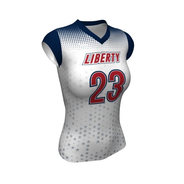 Custom Girls' Fitted Cap Sleeve Volleyball Jersey
