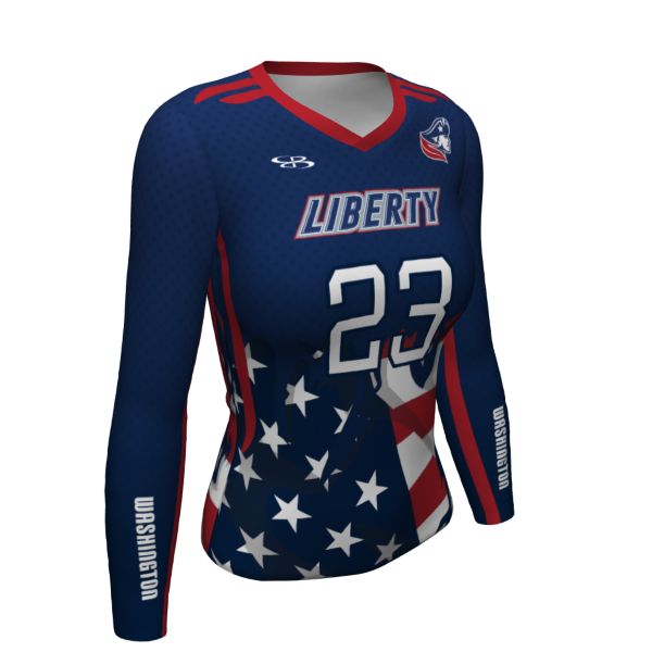 Custom Girls' Fitted Long Sleeve Volleyball Jersey