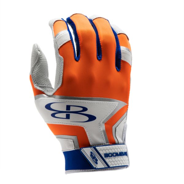 Royal blue and store orange batting gloves