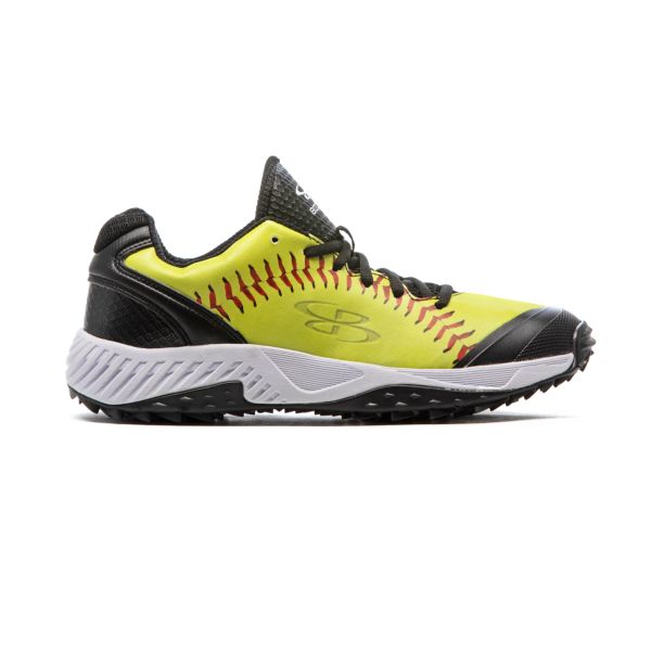 Women's Dart 3006 Stitches Low Turf Shoes Black/Optic Yellow/Red