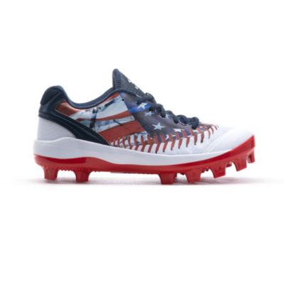 mens red white and blue baseball cleats