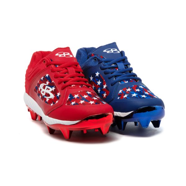 Men's Ballistic Chroma USA Spirit Molded Cleat Metallic Red/Metallic Royal Blue