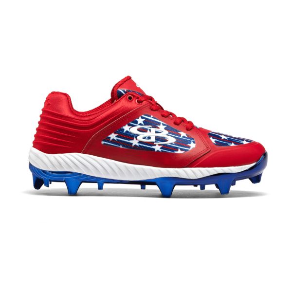 Men's Ballistic Chroma USA Gallantry Molded Cleat Chrome Royal Blue/Red