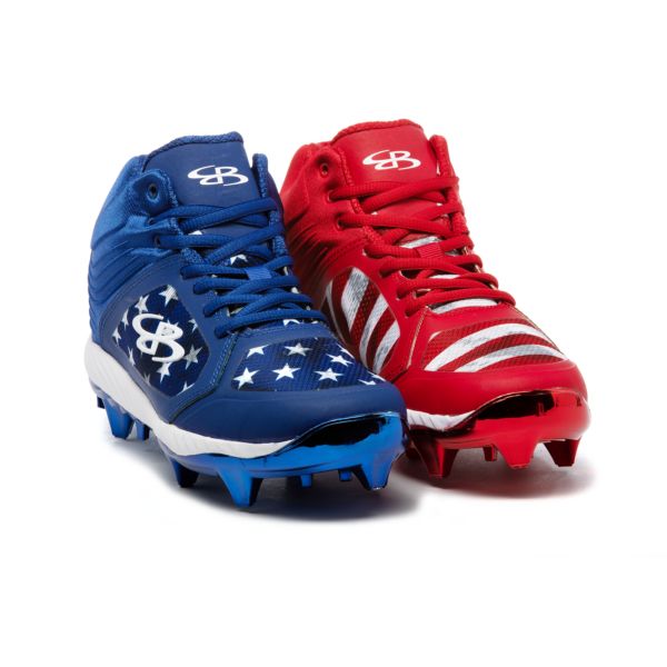 Men's Ballistic Chroma USA Flag Bearer Molded Cleat Mid Metallic Red/Metallic Royal Blue