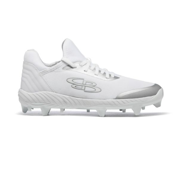 Women's Raptor Select Molded Cleats White/White/Metallic Silver